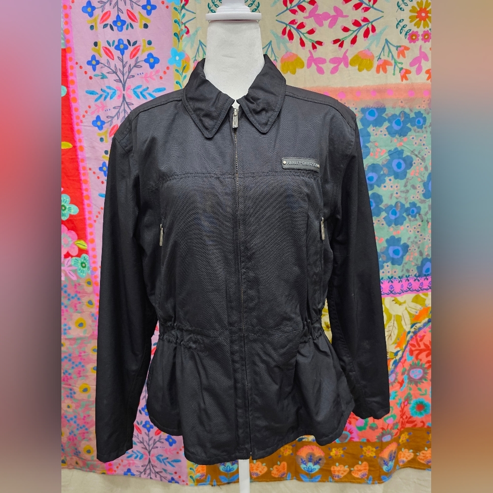 Women's Harley-Davidson Texas Nylon Black Riding Jacket with Pockets Size Lg